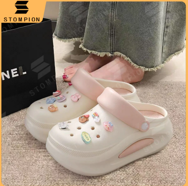 STOMPION Korean Sandals For Women Clogs For Women Slippers Platform Sandals White Sandals 5CM